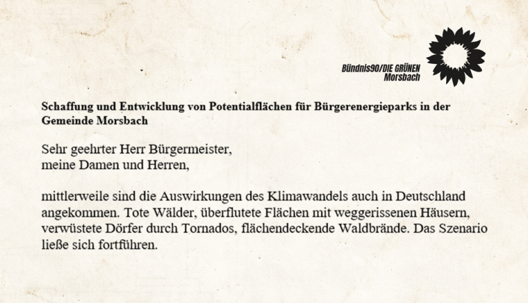 Neuer Antrag zu Bürgerenergieparks